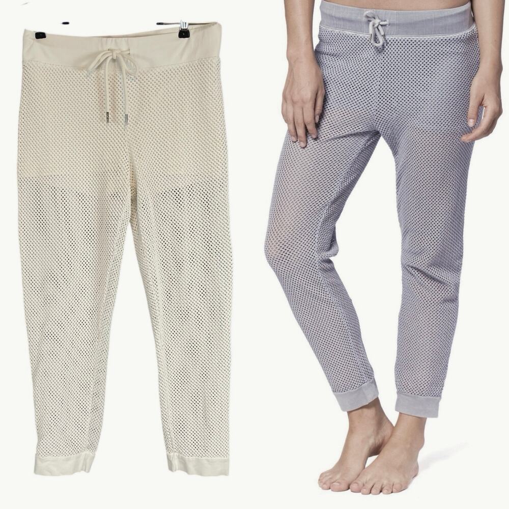 Electric & Rose Panama Mesh Drawstring Pants Joggers White Small